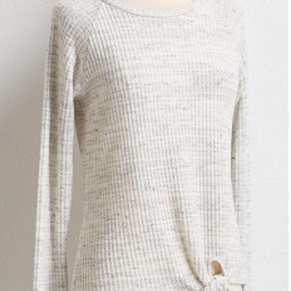 Tie front Top Brushed Waffle knit